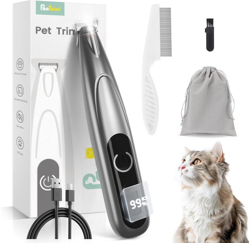 PAPMINI Cat Clippers with LED Display Light Sliver - Image 1